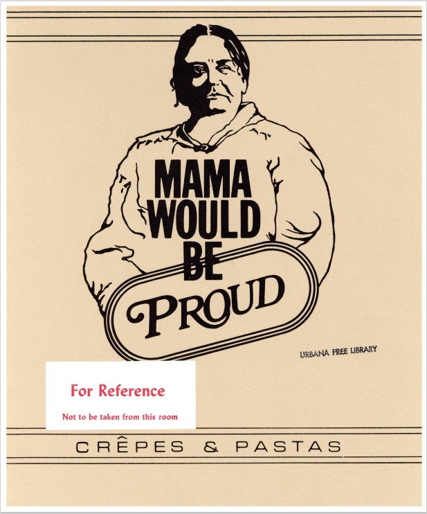 Image of a menu for Mama Would be Proud restaurant.